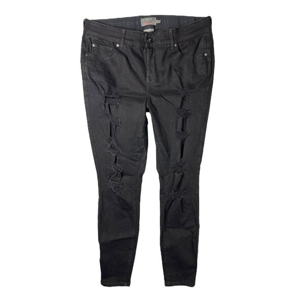 Torrid Bombshell Skinny Black Jeans Premium Stretch High Rise Destructed 14 - Picture 1 of 6